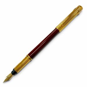 極美品▼Cartier カルティエ トリニティ ペン先18K Fニブ マーブル柄 万年筆 ボルドー ゴールド フランス製 メンズ
