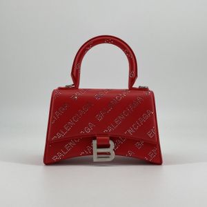 【สินค้ามือสอง】 BALENCIAGA Hourglass 2WAY กระเป๋าถือ หนังลูกวัว รุ่น 719115 สีแดง