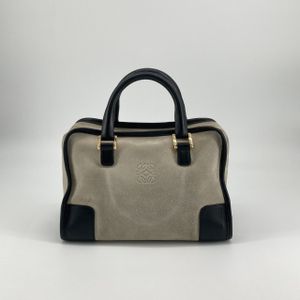 【สินค้ามือสอง】 LOEWE Amazona 28 หนังลูกวัว / หนังกลับ 339.61.A03 กระเป๋าถือ สีเบจ×ดำ