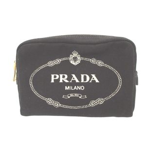 신품급 Prada 카나파 1NA021 캔버스 블랙 파우치 백 0953【중고】PRADA