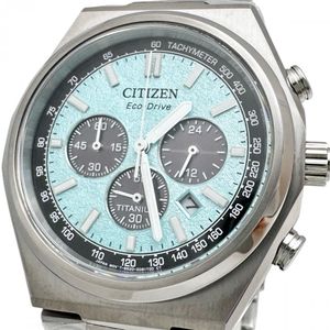 CITIZEN 젠신 컬렉션 크로노그래프 에코 드라이브 CA4610-85M/B620-0097H01 미사용 아날로그 손목시계 티타늄 솔라 전파 터키석 다이얼/실버 밴드 남성용 【중고】