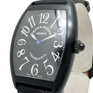 FRANCK MULLER/ Franck Muller Tonneau Curvex Casablanca Noir 1752QZNR Watch Stainless Steel/Leather Quartz Black Dial/Black Leather Strap Women's [Used]
