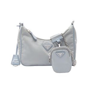 【二手】Prada PRADA 肩背包 2005 復刻版 淺藍色尼龍 Saffiano 皮革 2005 復刻版 尼龍包 女士 二手 B