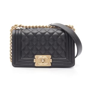 [Pre-owned] Chanel CHANEL Shoulder Bag Boy Chanel Small A67085 Black Caviar Skin (Grained Calf) Boy Chanel Small Chain Shoulder Bag