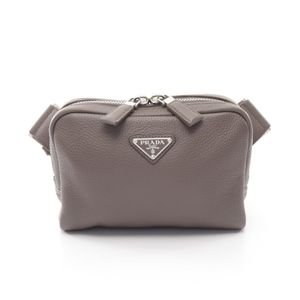 【二手】Prada PRADA 腰包/斜背包 VIT.DAINO 2VH184 灰褐色皮革三角形Logo單肩包 男士二手