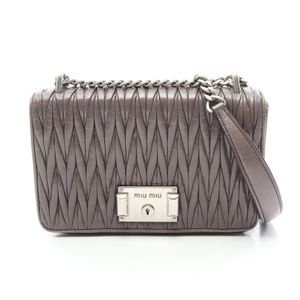 【二手】Miu Miu 單肩包 MADRAS 5BD153 灰色皮革 Madras 鏈條單肩包 女款