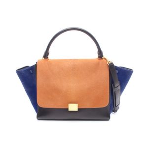 [Used] CELINE Trapeze Medium 2-Way Handbag, Braun/Black/Blue Leather, Women's, Used A