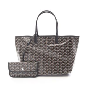 【中古】 ゴヤール GOYARD トートバッグ サンルイPM ブラック/ブラウン/ホワイト PVCコーティングキャンバス レザー サンルイ PM レディース Used A