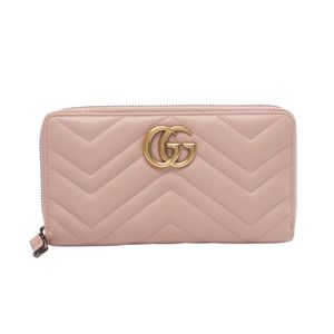 [중고] Gucci 구찌 라운드 장지갑 GG 마몬트 지퍼 어라운드 월렛 443123 라이트 핑크 레더 GG 마몬트 라운드 장지갑 여성용 Used B