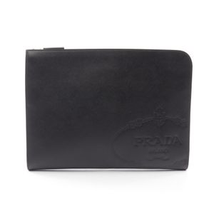 【二手】Prada PRADA Second Bag Clutch Bag SAFFIANO TRAVEL 2VN003 黑色 Saffiano 皮革手拿包 男士二手 B