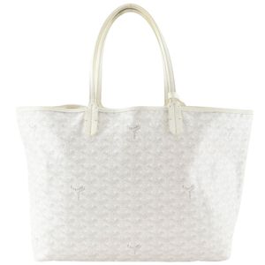 ゴヤール GOYARD サンルイPM トートバッグ ゴヤールディン サンルイ キャンバス×レザー フランス製 白 肩掛け,手提げ オープン Saint Louis PM レディース【中古】
