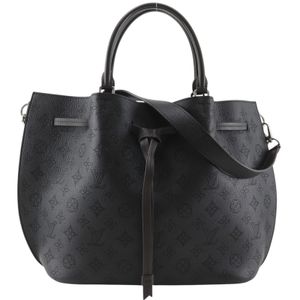 LOUIS VUITTON 지로라타 손가방 2WAY 숄더 모노그램 마히나 x 카프 누아르 프랑스제 2010년 블랙 DR0110 2way Giroratta 여성용【중고】