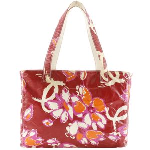 Chanel High Summer Tote Bag, Flower Coco Mark, A16730, Coated Canvas, Red, Shoulder Bag/Handbag, A4 Size, Open, Women's [Used]