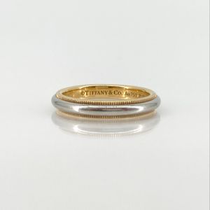 [중고] TIFFANY&Co. 투게더 밀그레인 밴드 반지 콤비네이션 Pt950/Au750 #16호 반지 6.42g 실버×골드