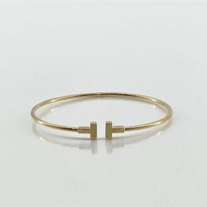 [Used] TIFFANY&Co. T Narrow Wire AU750 Bracelet 6.38g Gold