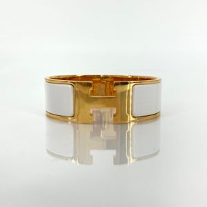 [Pre-owned] HERMES Clic Clac H Bracelet, 66.35g, White x Gold