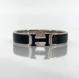 [Pre-owned] HERMES Click H Rotating Clasp Bracelet, Black x Silver