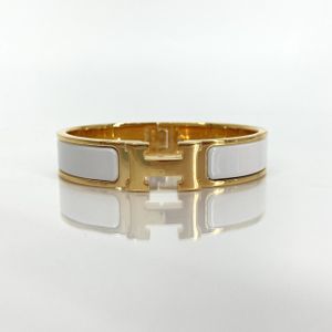 [Pre-owned] HERMES Click H Rotating Clasp Bracelet, White x Gold