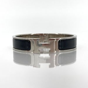 [Pre-owned] HERMES Click H Rotating Clasp Bracelet, Black x Silver