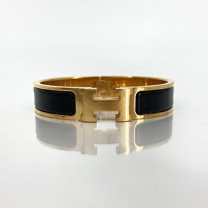 [Pre-owned] HERMES Click H Rotating Clasp Bracelet, Black x Gold