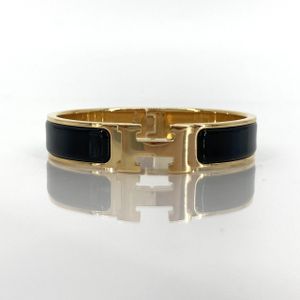 [Pre-owned] HERMES Click H Rotating Clasp Bracelet, Black x Gold