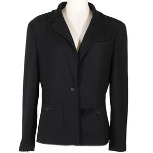 Chanel Coco Mark Button Tailored Jacket 03P P21060V12301 Wool x Silk 2003 Black COCO Mark button Women's [Used]