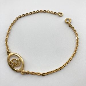 [Used] Christian Dior CD Logo Charm Chain Bracelet, 2.83g, Gold