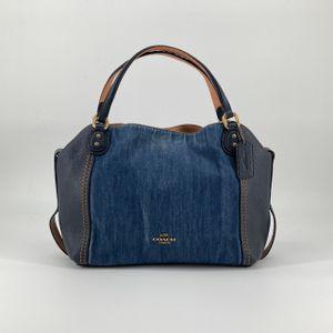 【中古】 COACH（コーチ） イーディー ショルダー付 2way デニム 67333 ハンドバッグ ブルー×ベージュ