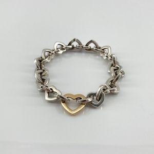 [Used] TIFFANY&Co. Heart Link Ag925/750 Bracelet 36.38g Silver x Gold