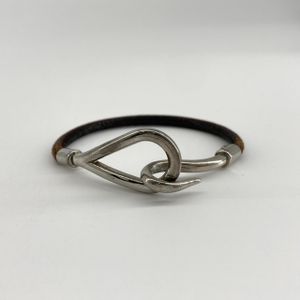 [Pre-owned] HERMES Jumbo Leather Bracelet, Braun x Silver