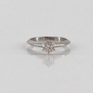 【中古】 TIFFANY&Co.（ティファニー） ソリティア ダイヤモンド D0.42ct ＃8.5号 Pt950プラチナ リング・指輪 3.46g シルバー