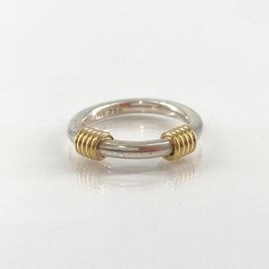 [중고] TIFFANY&Co. 밴드 위드 2와이어 Ag925/Au750 #7호 반지 3.6g 실버/골드
