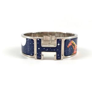 [Pre-owned] HERMES Click H Space Derby Bracelet, Navy x Orange