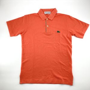 【二手】BURBERRY Vintage Nova 格紋馬標棉質 Polo 衫，S 碼，橙色
