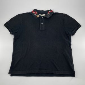 [Used] GUCCI Kingsnake Bee Embroidery Logo Button Cotton Polo Shirt, Size S, Black