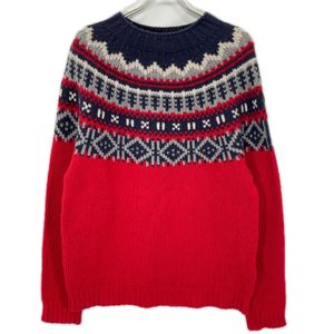 Moncler 2016 model, red, 100% wool, Maglione Tricot, Nordic pattern knit, size XL [Used]