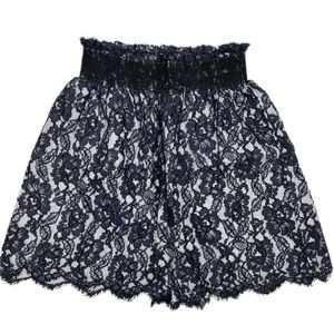 Chanel P47411W05438 Navy Cotton Blend Camellia Lace Culotte Shorts, Size 34 [Used]