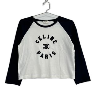 Celine 2X89N507Z.02XM Navy x White Triomphe Cut-and-Sew Top XS [Used]