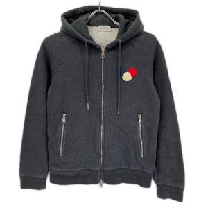Moncler C20918400000 Charcoal Logo Patch Double Zip Zip-Up Hoodie S [Used]