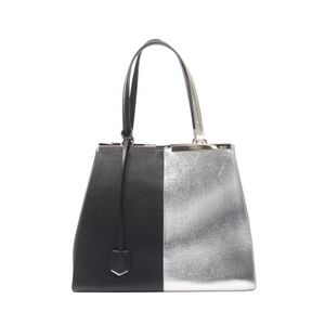 【二手】 FENDI Trois Jours 手提包 8BH272 黑色/銀色皮革 Trois Jours 女士二手 B