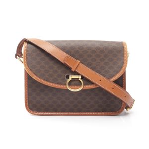 [Used] Celine CELINE Shoulder Bag Macadam Dark Braun/Camel PVC Coated Canvas Leather Macadam Gancini Shoulder Bag for Women