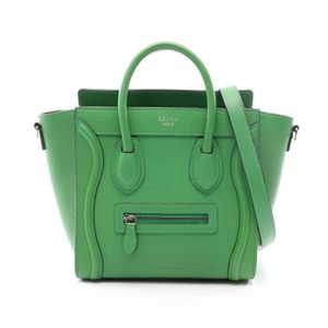 [Used] CELINE Luggage Nano Shopper 2-Way Handbag, Green Leather, Women's, Used A