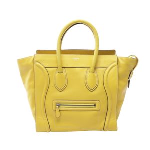 [Used] CELINE Luggage Mini Shopper Handbag, Yellow Leather, Women's, Used B