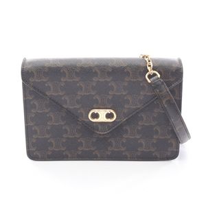 [Used] CELINE shoulder bag, Triomphe Maillon Braun/black, PVC coated canvas, leather, Triomphe Maillon chain wallet
