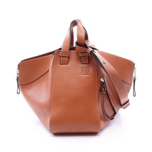 【二手】 LOEWE Hammock Bag 小號兩用ブラウン皮革手提包，女士，二手 B