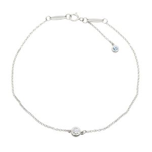 [Pre-owned] Tiffany & Co. By The Yard Aquamarine Diamond Bracelet, Wrist Size 18.5cm, Pt950 Platinum, Diamond By The Yard Aquamarine Diamond Bracelet