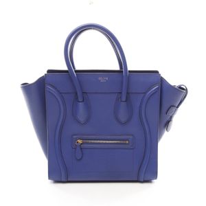 [Used] Celine CELINE Handbag Luggage Mini Shopper 165213 Blue Leather Luggage Mini Shopper Women's Used B