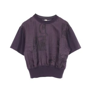 [Used] Hermes HERMES Knit Twillaine En Desordre Finesse Scarf Trim Short Sleeve 4H2825DL Purple Silk Wool Twillaine Knit Women's Used A
