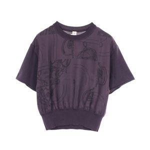 [Used] Hermes HERMES Knit Twillaine En Desordre Finesse Scarf Trim Short Sleeve 4H2825DL Purple Silk Wool Twillaine Knit Women's Used A