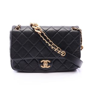 [Used] Chanel CHANEL Shoulder Bag Matelassé Flap Black Lambskin (Sheepskin) Matelassé Flap Chain Shoulder Women's Used A